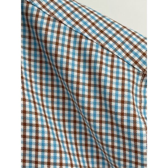 Twillory Button Down Shirt Check Plaid Men Size Medium White Blue Tailored Fit - Picture 8 of 11